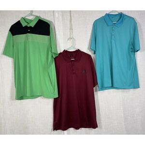 Adidas Men's XL Polo Collared Short Sleeve Shirts Lot of 3 Green Blue Burgundy
